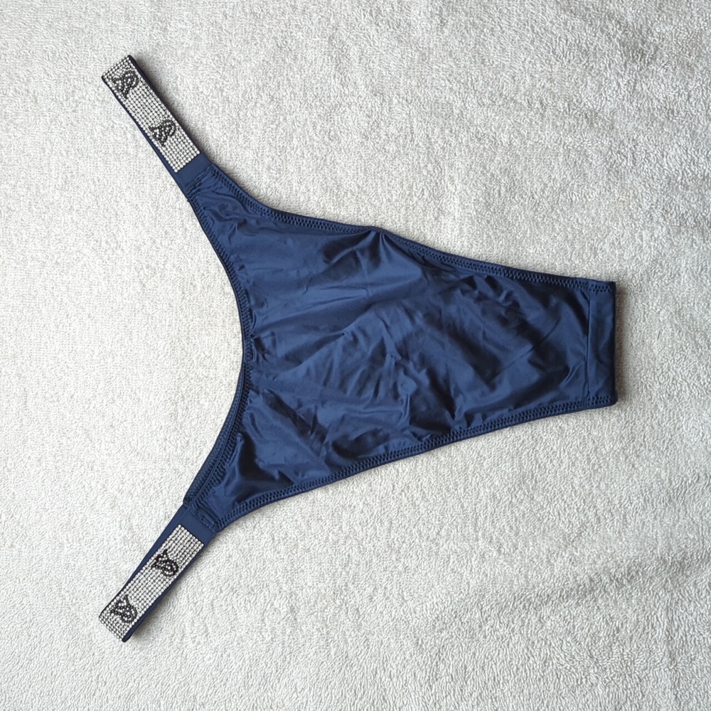 Very Sexy Shine Strap Brazilian Panty - Noir Navy - Picture 2 of 4